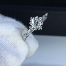 1.5ct Round Cut Moissanite Engagement Ring Stylish Solitaire White Gold Plated