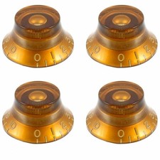 4 EMBOSSED Vintage Style Top Hat Bell Knobs fit Gibson USA CTS, AMBER