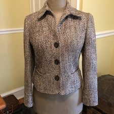 Talbots Petites brown and cream tweed blazer jacket Size 2
