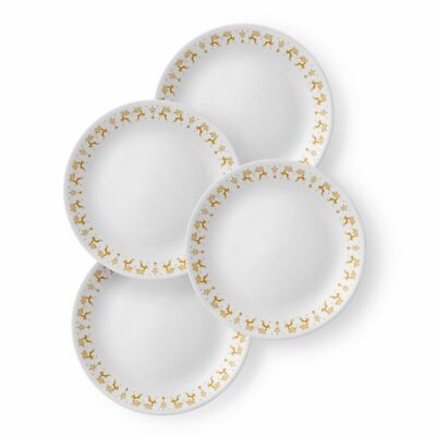 Corelle Christmas Dancer & Prancer 8.5'' Lunch Plates, 4-pack. Brand New