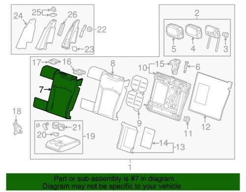 Cubierta trasera genuina GM 2013 Cadillac XTS Jet negra asiento del lado del conductor 22891024 Foto 2 de 2
