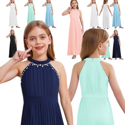 Girls Jumpsuits High-waisted Wide Leg Pants Birthday Party Romper One Piece