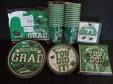 FREE SHIP Green Graduation Party Paper goods & boxes Any Year for 50 Total 274