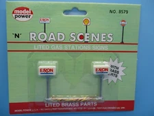 MODEL POWER N SCALE LITED GAS STATION SIGNS (2) - EXXON - NO LONGER AVAILABLE!!