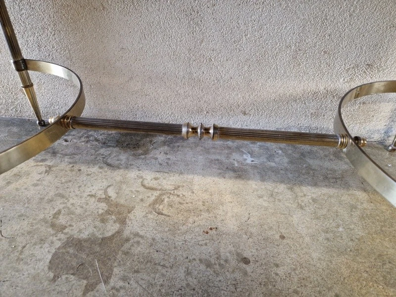 Table basse design en laiton et dessus marbre Design 1960 bronze Maison Jansen - Photo 3/4