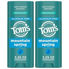 Tom s of Maine Mountain Spring Natural Deodorant for Men and Women, Aluminum