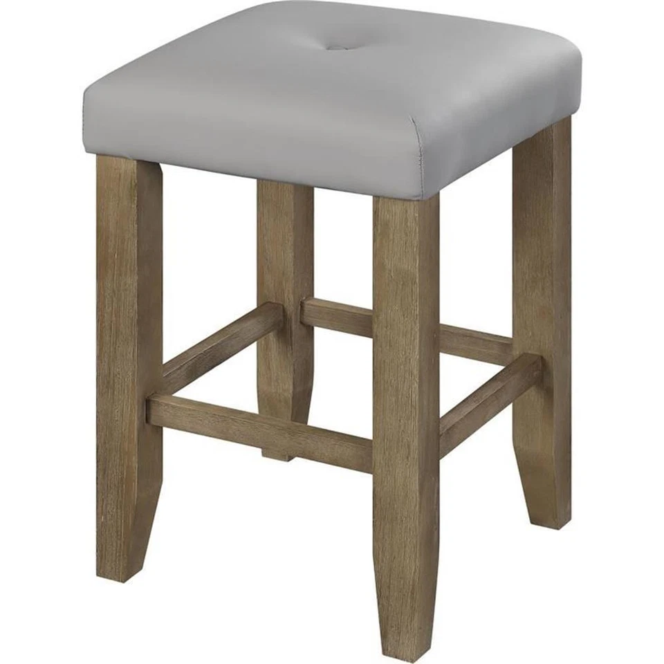 Home Square 2-Piece Counter Height Stool Set in Gray PU & Oak Finish - Image 2 of 2