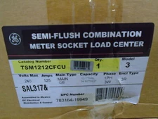 *NEW* GENERAL ELECTRIC TSM1212CFCU MODEL 3 METER SOCKET LOAD CENTER 125A 240V 