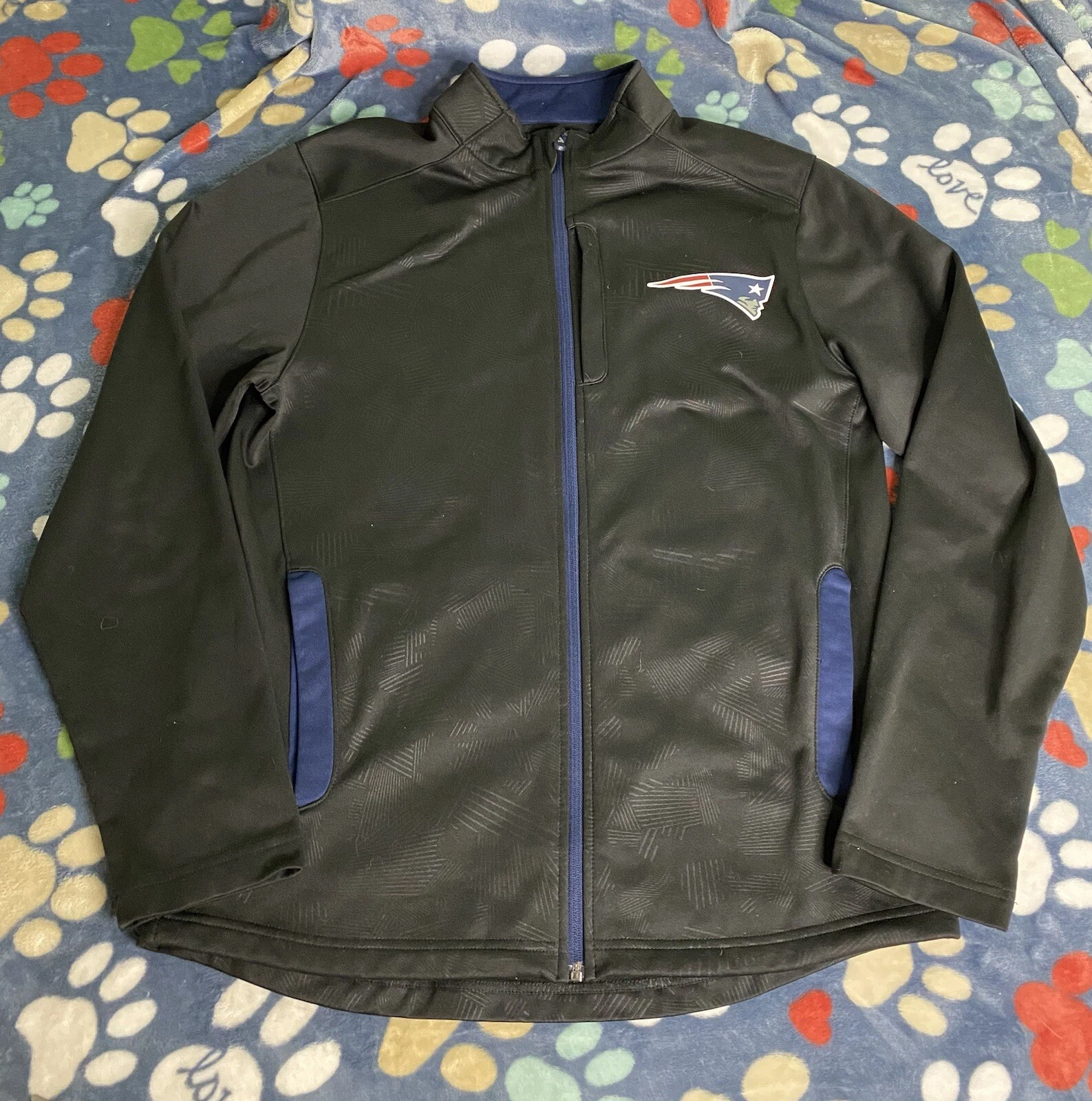 New England Patriots Mens Fanatics Full-Zip Lightweight Jacket Black Medium