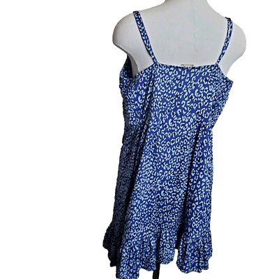 Free People All My Love Blue Cheetah Wrap Slip Mini Dress Size XS