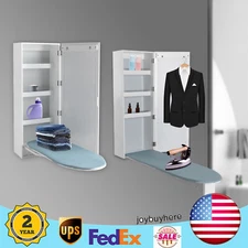 Bathroom Ironing Board Cabinet Wall Mounted Household 2 in 1 W/Mirror Hide Away