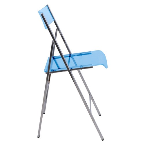 LeisureMod Menno Modern Acrylic Folding Chair with Chrome Frame, Set of 4 - Picture 23 of 44