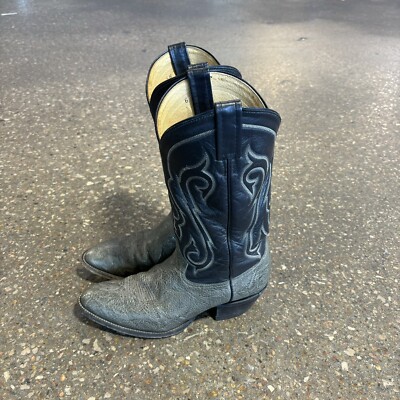 Tony Lama Cowboy Boots Men’s 9.5 D Gray Black Leather Western Made USA Tony Lama main image 4