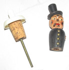 Vintage Wine Cork Bottle Stopper Pourer Top Hat Man Cigar Germany Carved Wood — photo 3