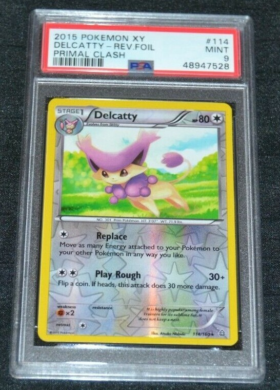 Reverse Holo Foil Delcatty 114/160 XY Primal Clash Set Pokemon Cards PSA 9 MINT