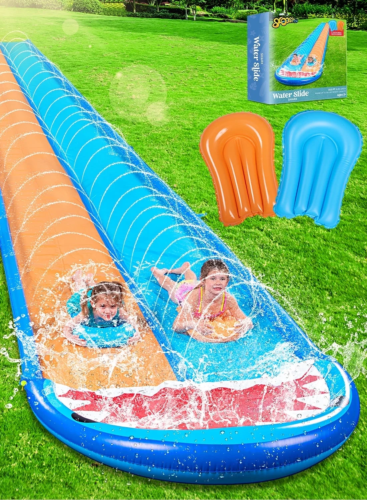22.5Ft Shark Double Water Slide, Heavy Duty Lawn Water Slide with Sprinkler, and - Picture 1 of 7
