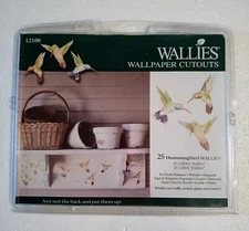 WALLIES 23 YELLOW BIRDS/Hummingbirds  Wallpaper Cut Outs Partially Open Pkg. 