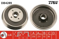 2X Bremstrommel TRW DB4289 FüR Seat Inca 9K9B VW 9K9A Caddy 6K9 2 SDI TDI