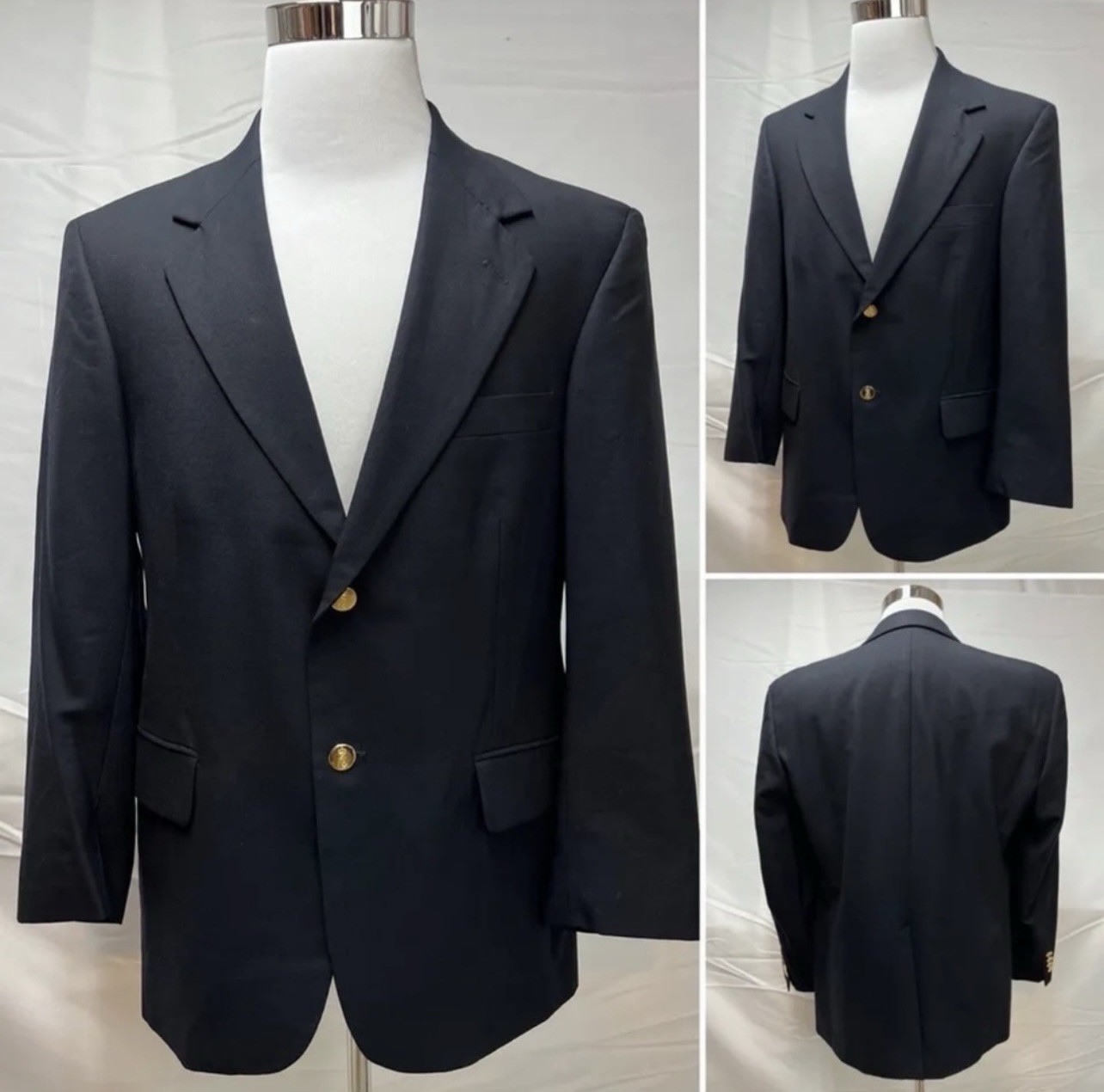 FILA Giacca blazer cappotto sportivo Savile Row uomo 39R blu navy oro 2 bottoni