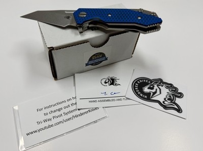 Hinderer Halftrack Warncliffe - Stonewash - Magnacut - Blue / Black G10
