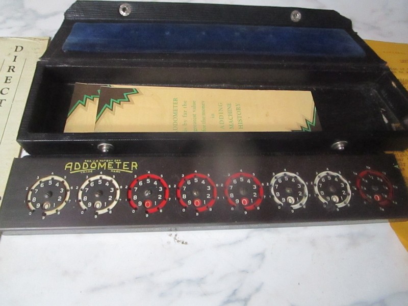 ANTIQUE ADDOMETER ADDING MACHINE 1950'S  W/ CASE MANUALS  RARE!!!