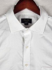 Tasso Elba Men's Dress Shirt XL 17 34/35 Slim Fit White Long Sleeve Button Down