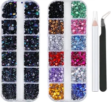 5320 Pieces Flat Back Gems round Crystal Rhinestones 6 Sizes (1.5-6 Mm) Colorful