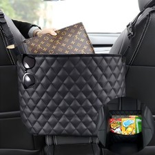 Car Net Pocket Handbag Holder  Purse Holder for Between Seats  Leath