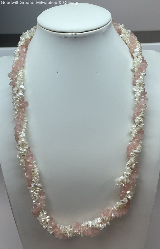 Vintage Faux Pearl & Rose Quartz Beaded Necklace, 88.4g