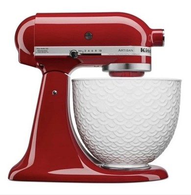 KitchenAid 5-Quart Mermaid Lace Ceramic Bowl, White, KSM2CB5TWM