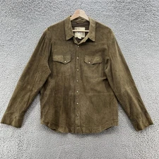 32 Bar Blues Jacket Mens Large Brown Suede Goat Leather Western Snap Shirt