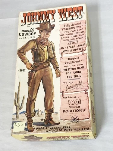 1960s MARX JOHNNY WEST IN THE BOX w ACCESSORIES LOT #30