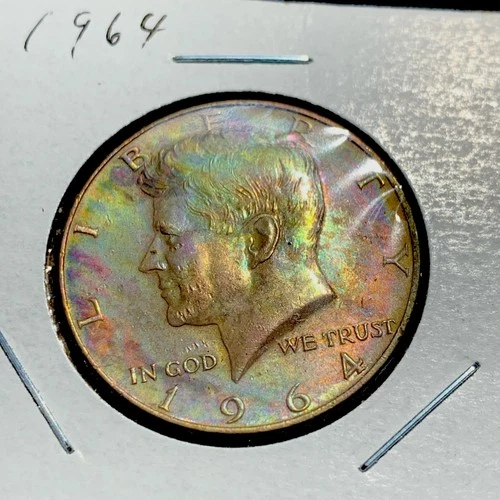 COLLECTIBLE TONED - 1964 - P - Kennedy Half Dollar- UNCIRCULATED - Silver Coin