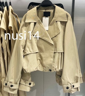 ZARA NEW WOMAN SHORT BALLOON TRENCH COAT STRAW XS-XXL 4749/869/738