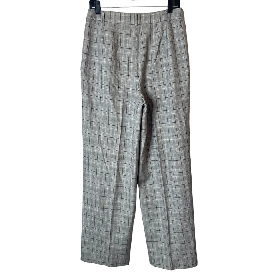Pantalones a cuadros Ellen Tracy para mujer 10 mezcla de lana y seda negro gris Foto 2 de 4