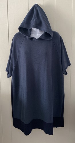 Lululemon Opened Up Poncho in Iron Blue True Navy Knit Sweater Hooded Sz M/L