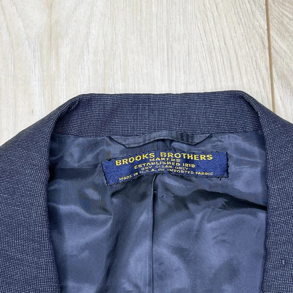 Traje Brooks Brothers Makers 100 % lana medio forrado 2 piezas azul para hombre talla 48R 40x28 Foto 4 de 4