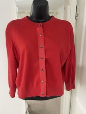 Boden Eldon Cotton Crop 3/4 Sleeve Cardigan Bright Red Size M Medium