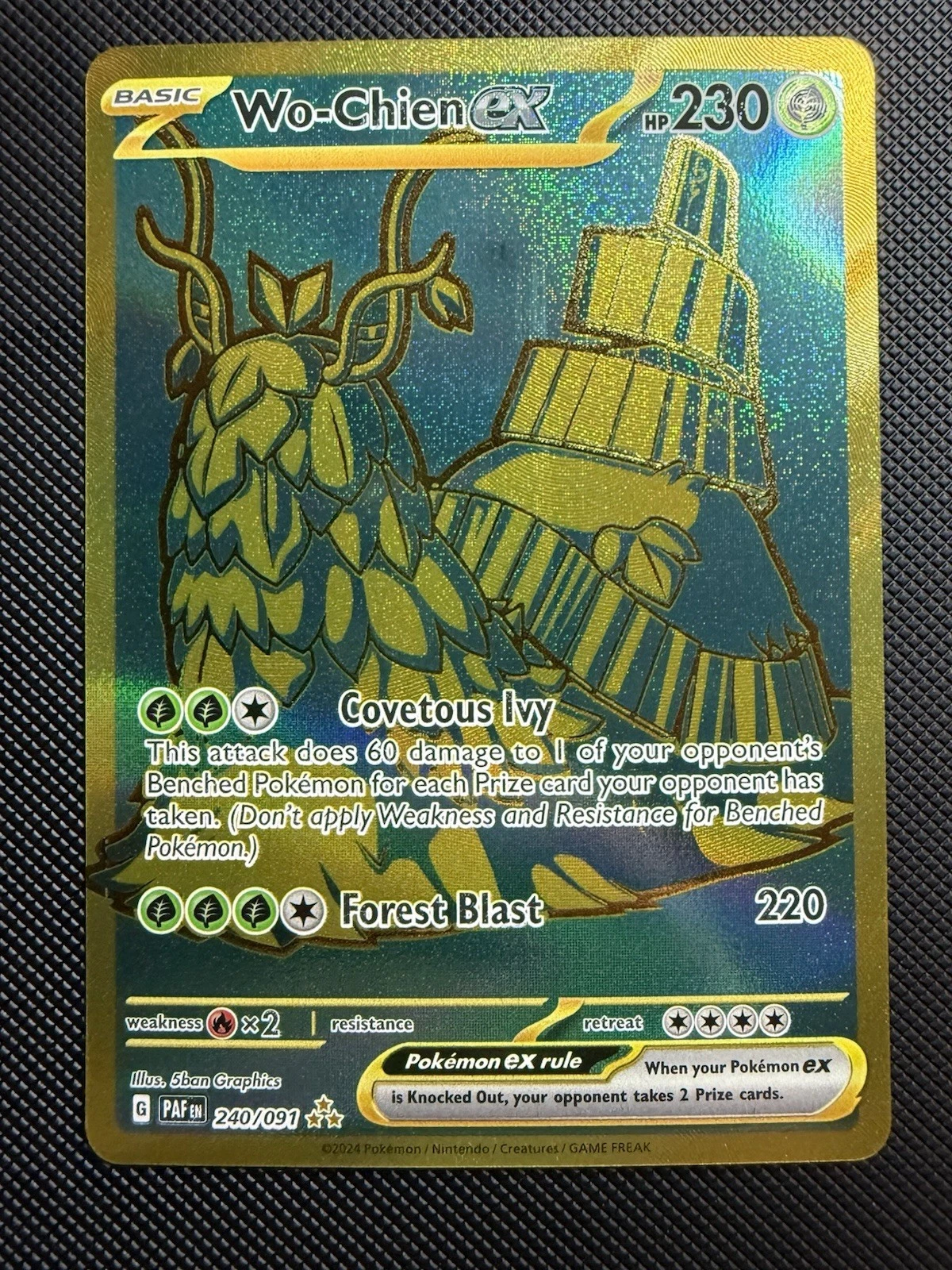 Pokémon TCG: Wo-Chien ex 240/091 Scarlet & Violet Paldean Fates Hyper Rare Gold