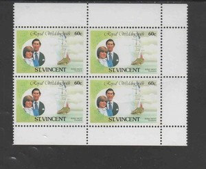 ST. VINCENT #627a 1981 ROYAL WEDDING MINT VF NH O.G B/P4