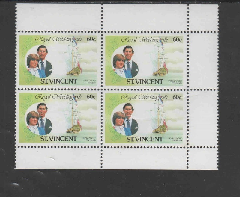ST. VINCENT #627a 1981 ROYAL WEDDING MINT VF NH O.G B/P4