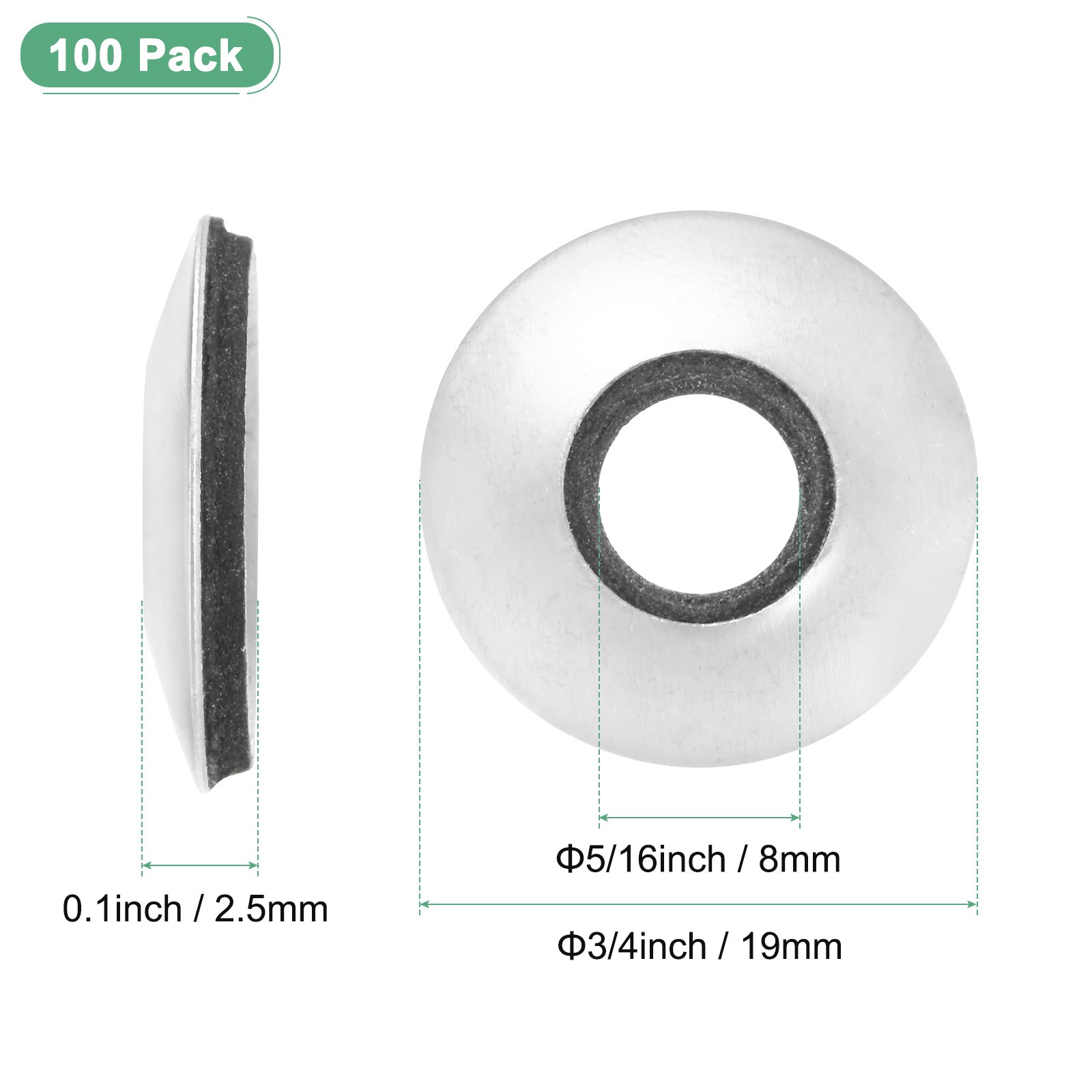 100-Pack Bonded Sealing Rubber Washers, 5/16"x3/4" OD Neoprene Washer Gasket