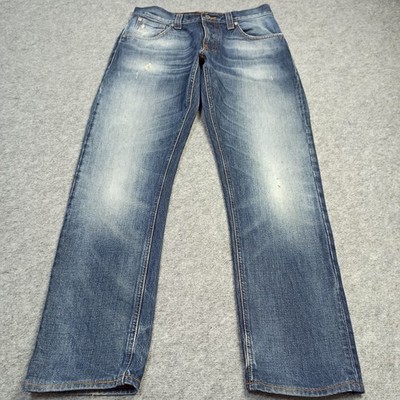 Nudie Jean Big-Bengt Hommes W31 L30 Dirt-Second-Hand Bleu Standard Droit 31x30