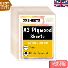 30  A3 Birch Plywood Sheets | Perfect for Arts, Crafts, and Laser Cutting