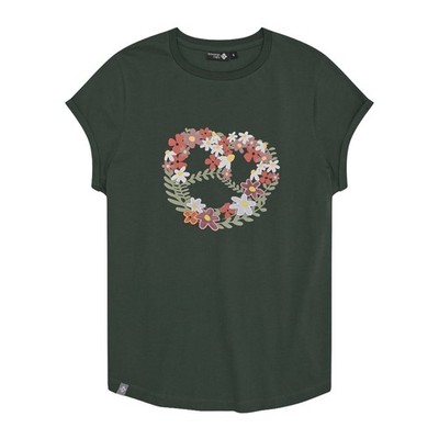 Bavarian Caps Damen T-Shirt ''Blumenbreze'' tannengrün Bio-Baumwolle Print+Stick