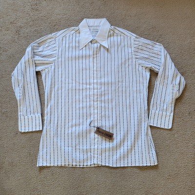 Vintage 70s Pierre Cardin French Cuff Dress Shirt Size 16-34 Dot Matrix Stripe
