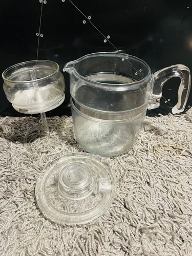 6-9 Cup vintage Pyrex Flameware  Coffee Pot Glass Percolator -