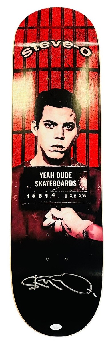 Steve-O Skateboard Signed Deck Mug Shot of Steve-O Jackass SOLD