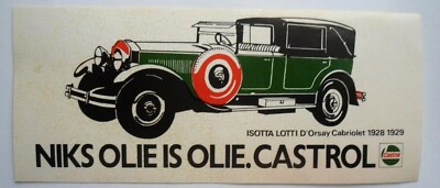 Werbe-Aufkleber Castrol Oldtimer Isotta Lotti D'Orsay Cabriolet 1928 1929