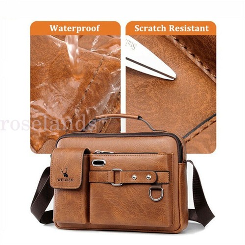 Brown Business Crossbody Bag Men's Shoulder Leather Vintage Men Casual Bags - Picture 8 of 17